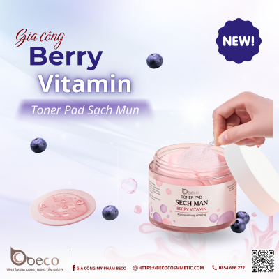 Gia công Toner Pad Sạch Mụn Berry Vitamin