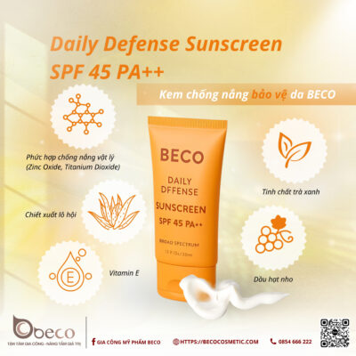 Gia công Kem chống nắng bảo vệ da BECO (BECO Daily Defense Sunscreen SPF 45 PA++)