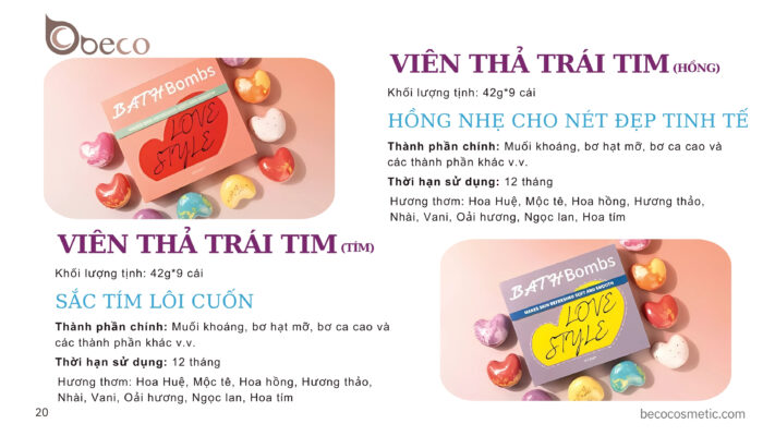 VIÊN THẢ TRÁI TIM (hồng, tím)